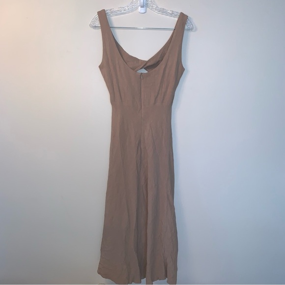 NWOT Mable Open Front Linen Cotton Midi Tan Dress M - Picture 3 of 8